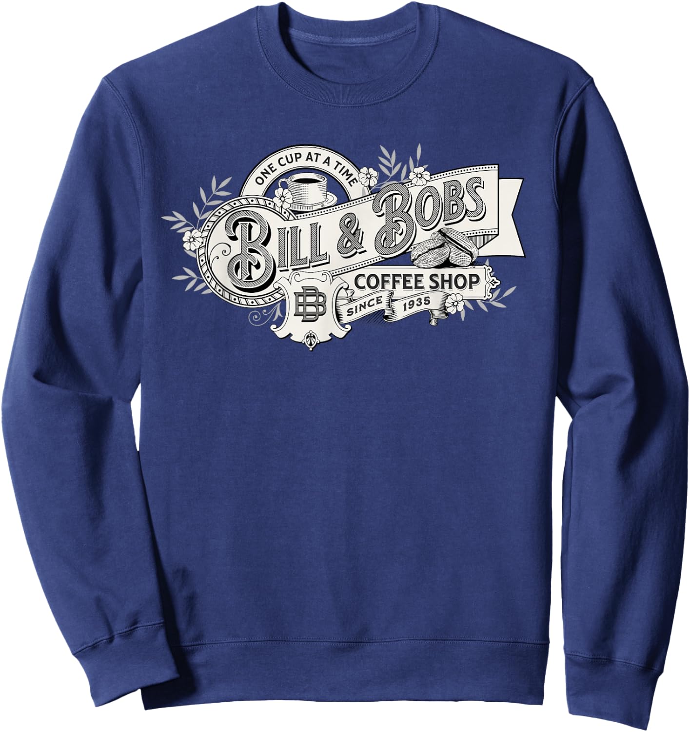 Bill and Bob's Coffee Shop Vintage AA 12 Step Recovery Sober Sweatshirt - Sweatshirt | Navy