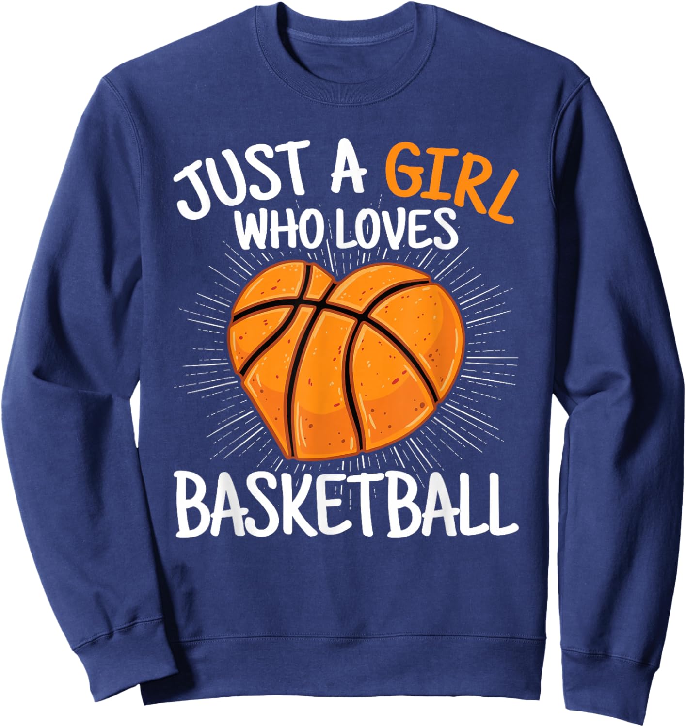 Just A Girl Who Loves Basketball Girls Kids Sweatshirt - Sweatshirt | Navy