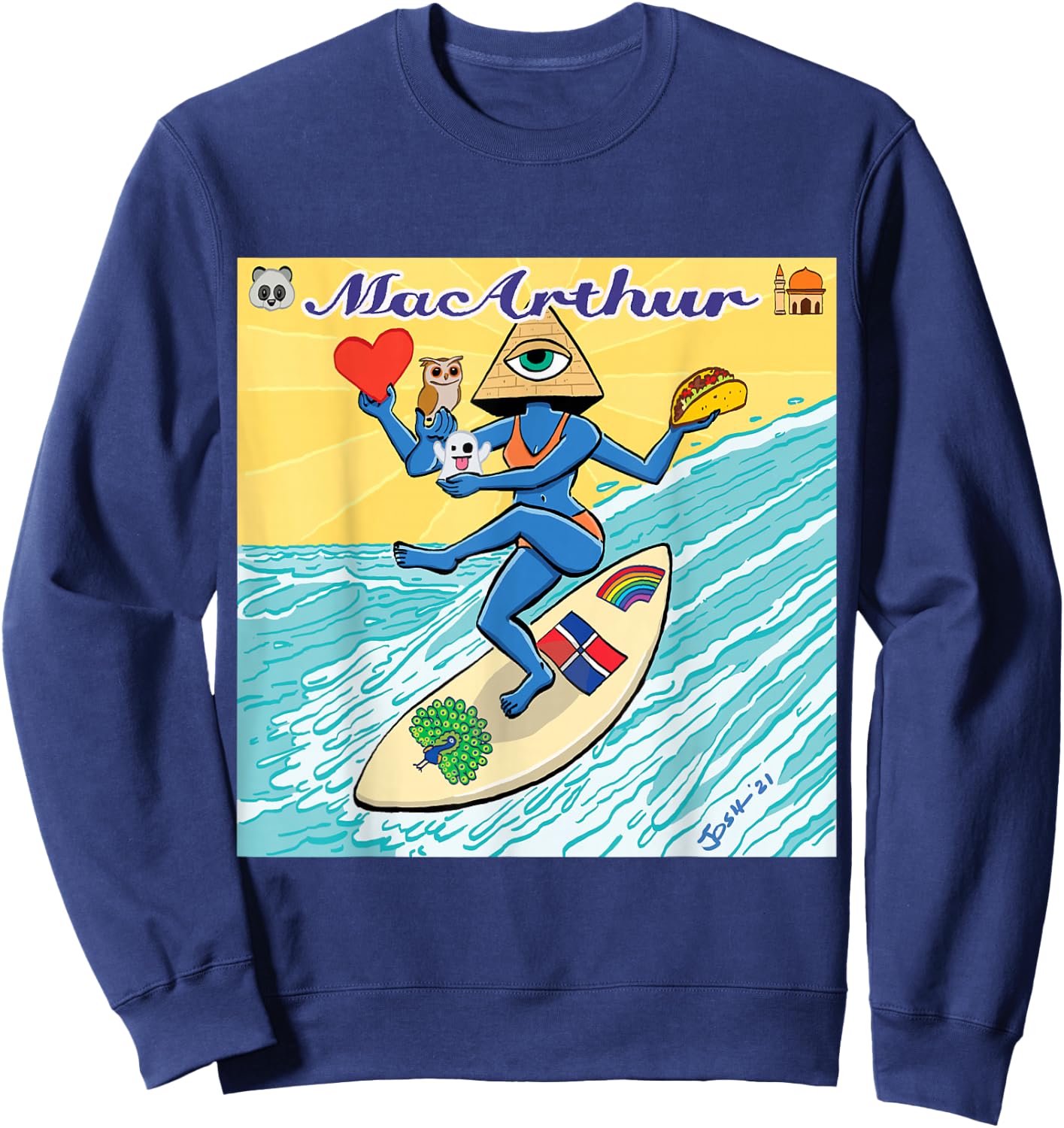 MacArthur - Surfing Pyramid Text Goddess Sweatshirt - Sweatshirt | Navy