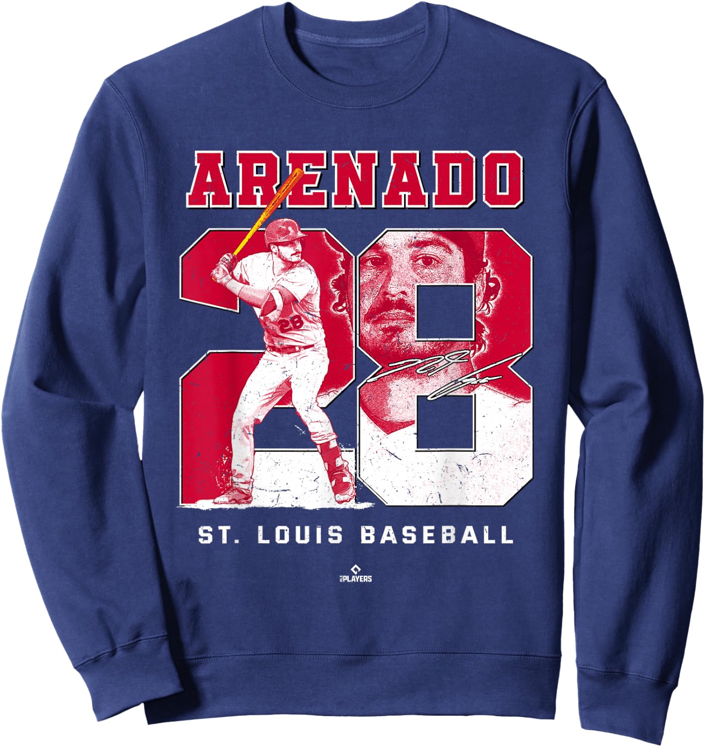 BallPark MVP -Adults Black Cotton Short Sleeve - Number and Portrait Nolan Arenado St Louis MLBPA - Small Sweatshirt - Sweatshirt | Navy