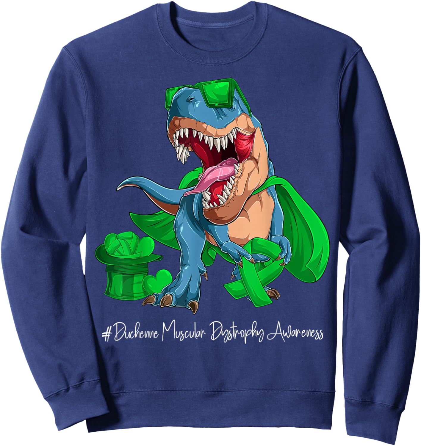 Duchenne Muscular Dystrophy Awareness Month Green Ribbon Sweatshirt - Sweatshirt | Navy