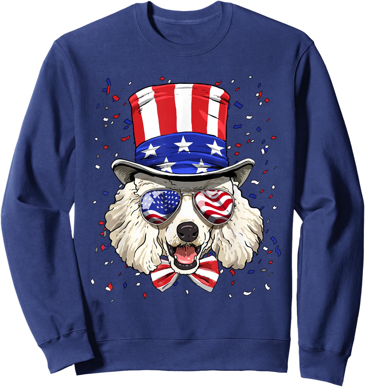 4th of July Patriotic Poodle Merica USA Flag Poodle Lover Sweatshirt - Sweatshirt | Navy