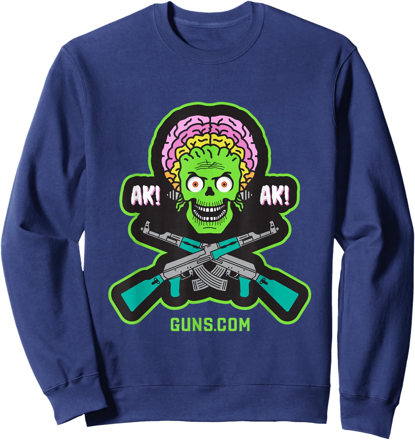 Guns.com AK-47 Alien - Women's Classic Fit Black Short Sleeve - Small Sweatshirt - Sweatshirt | Navy