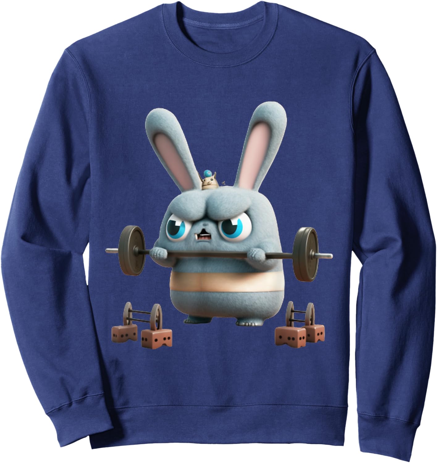 Funny Gym Workout Bunny Fitness Studio Rabbit Cardio Pump Sweatshirt - Sweatshirt | Navy