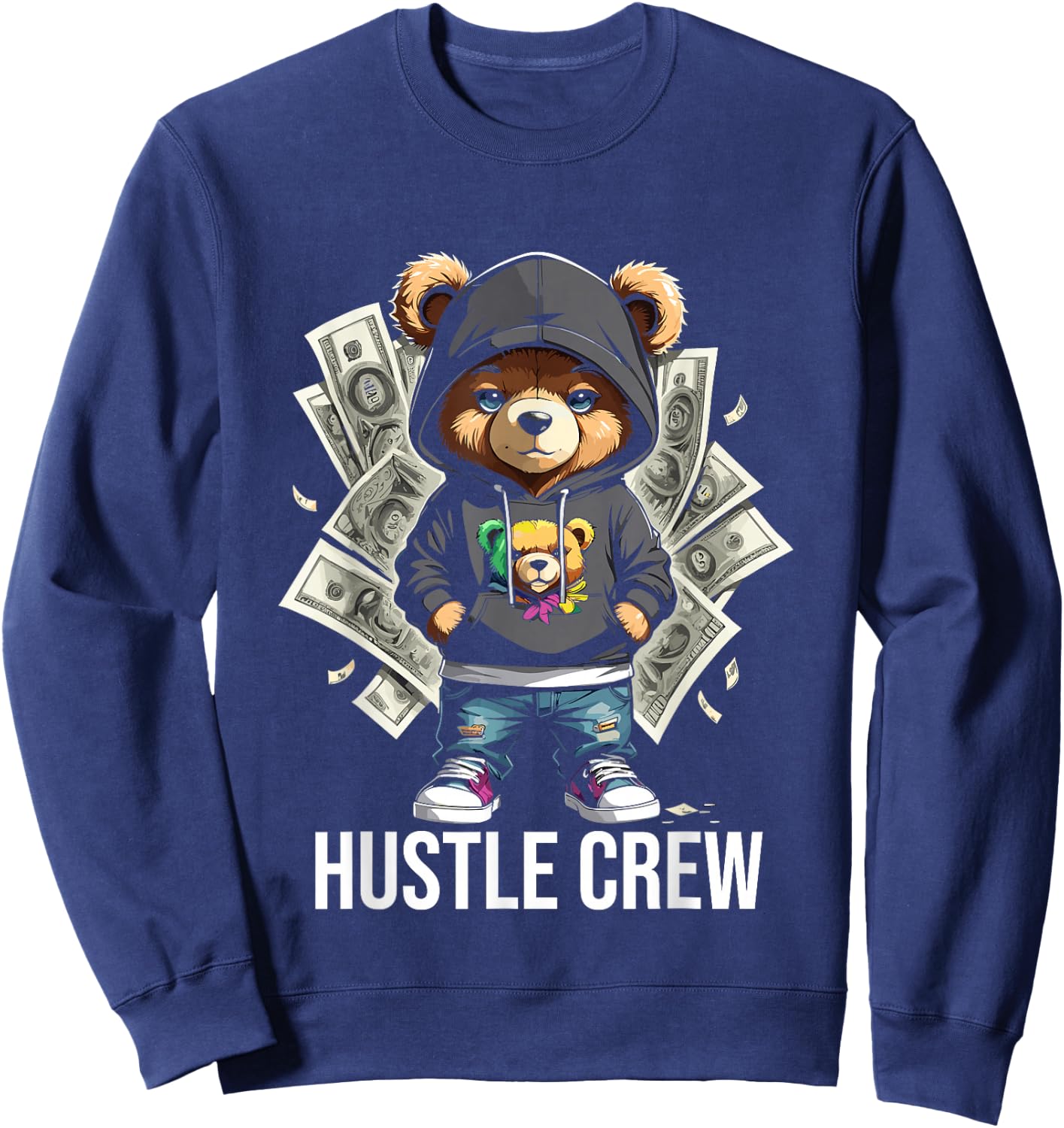 Teddy Bear Gangster in Cool Hip-Hop Outfit Sweatshirt - Sweatshirt | Navy
