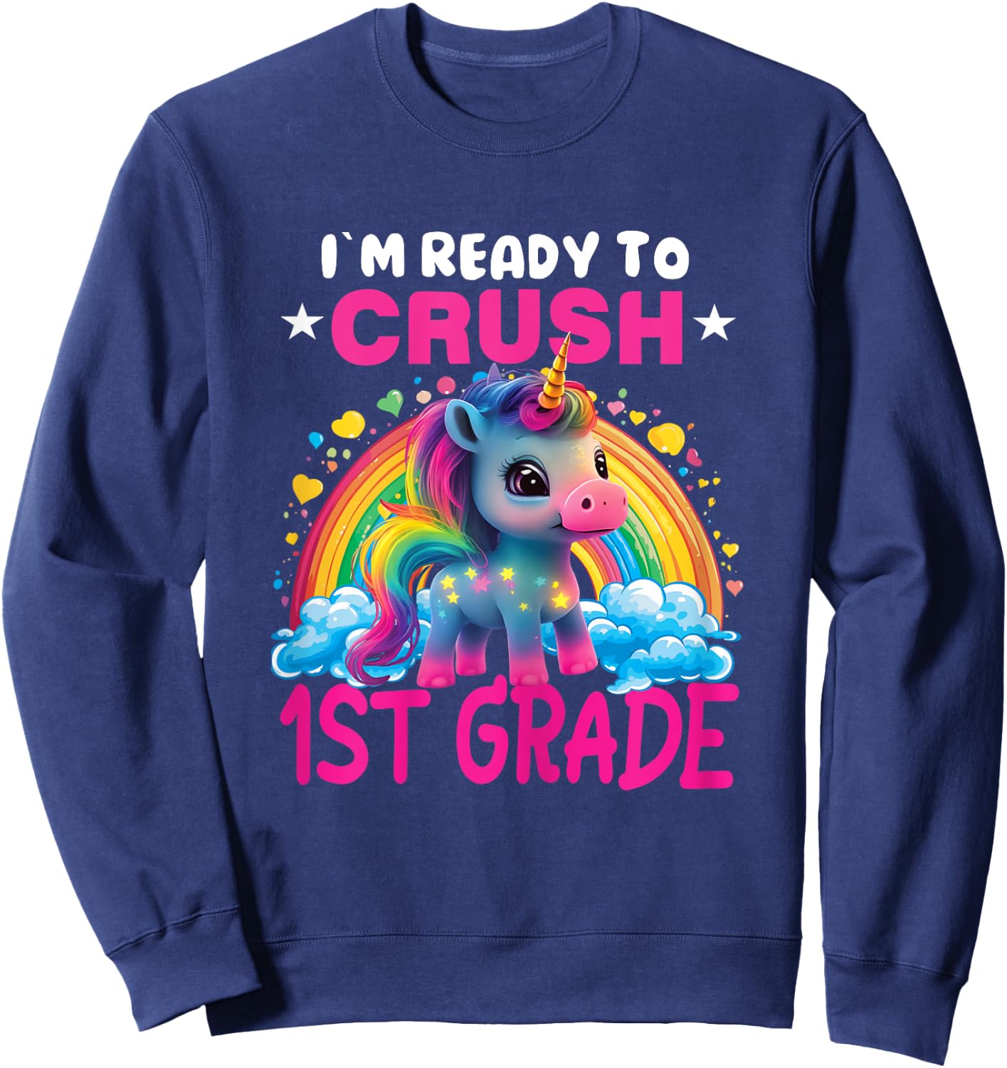 Crush 1st Grade Dabbing Unicorn Back to School Girls Gift Sweatshirt - Sweatshirt | Navy