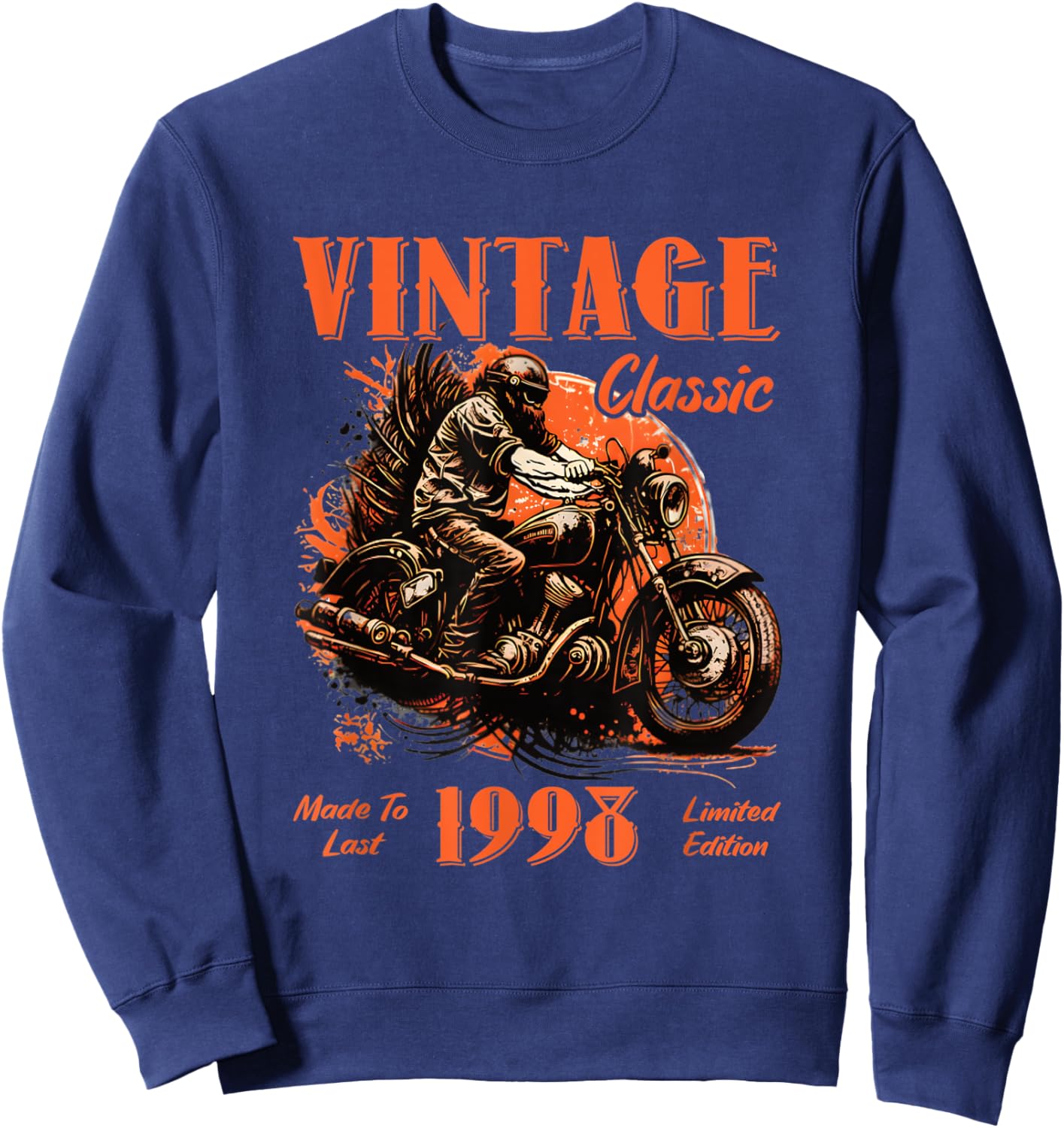 Vintage vintage 1998 birthday classic retro motorcycle Sweatshirt - Sweatshirt | Navy