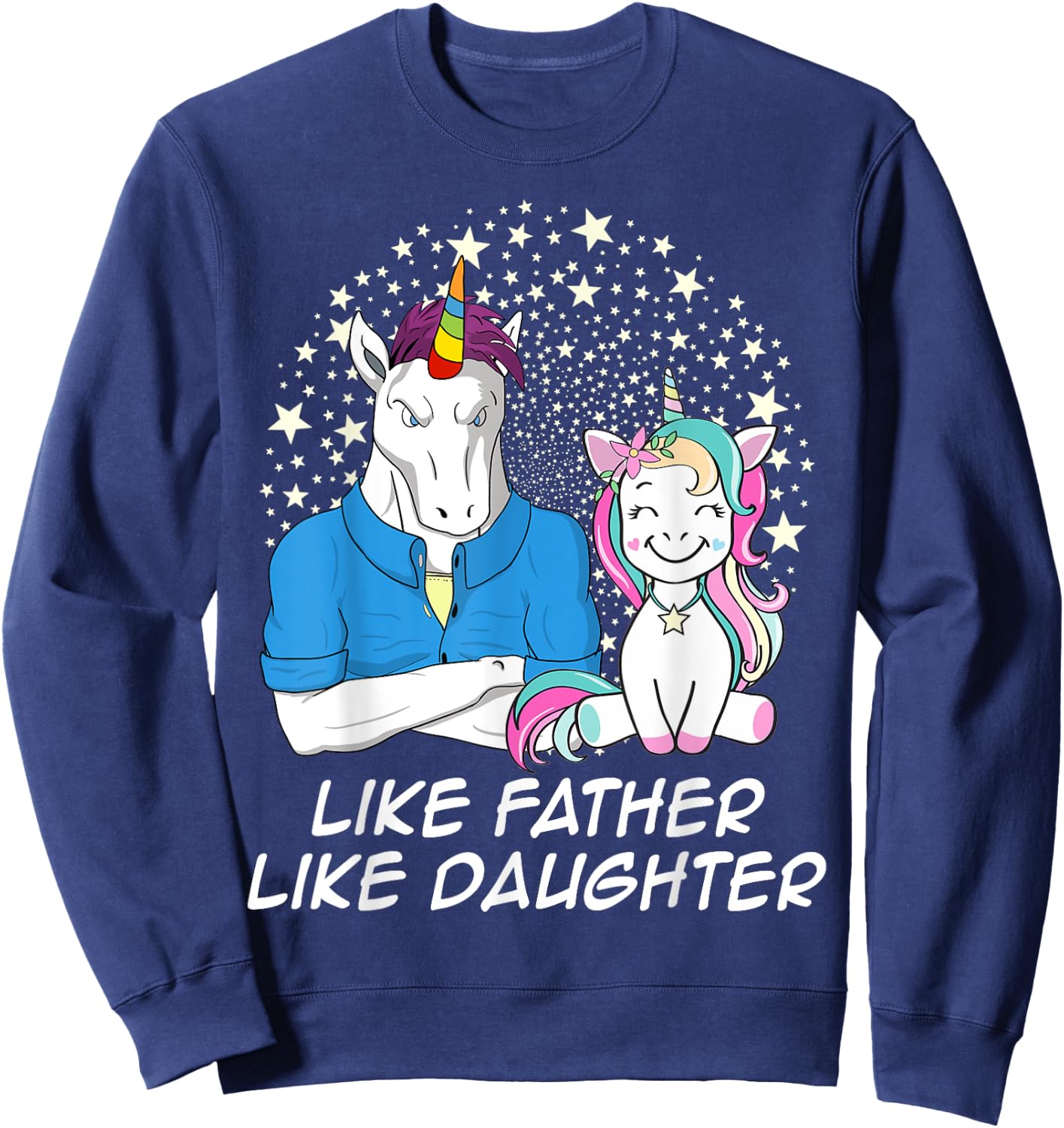 Like Father Like Daughter Unicorn Matching For Dad Kid Sweatshirt - Sweatshirt | Navy