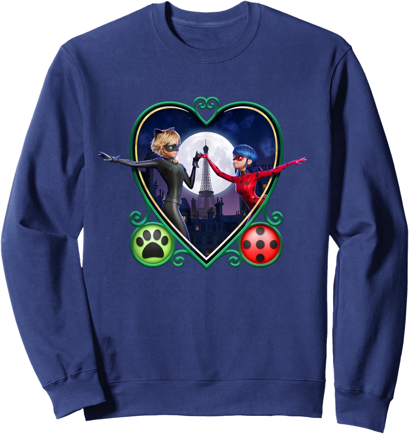 Miraculous Ladybug and Cat Noir The Movie Heart Sweatshirt - Sweatshirt | Navy