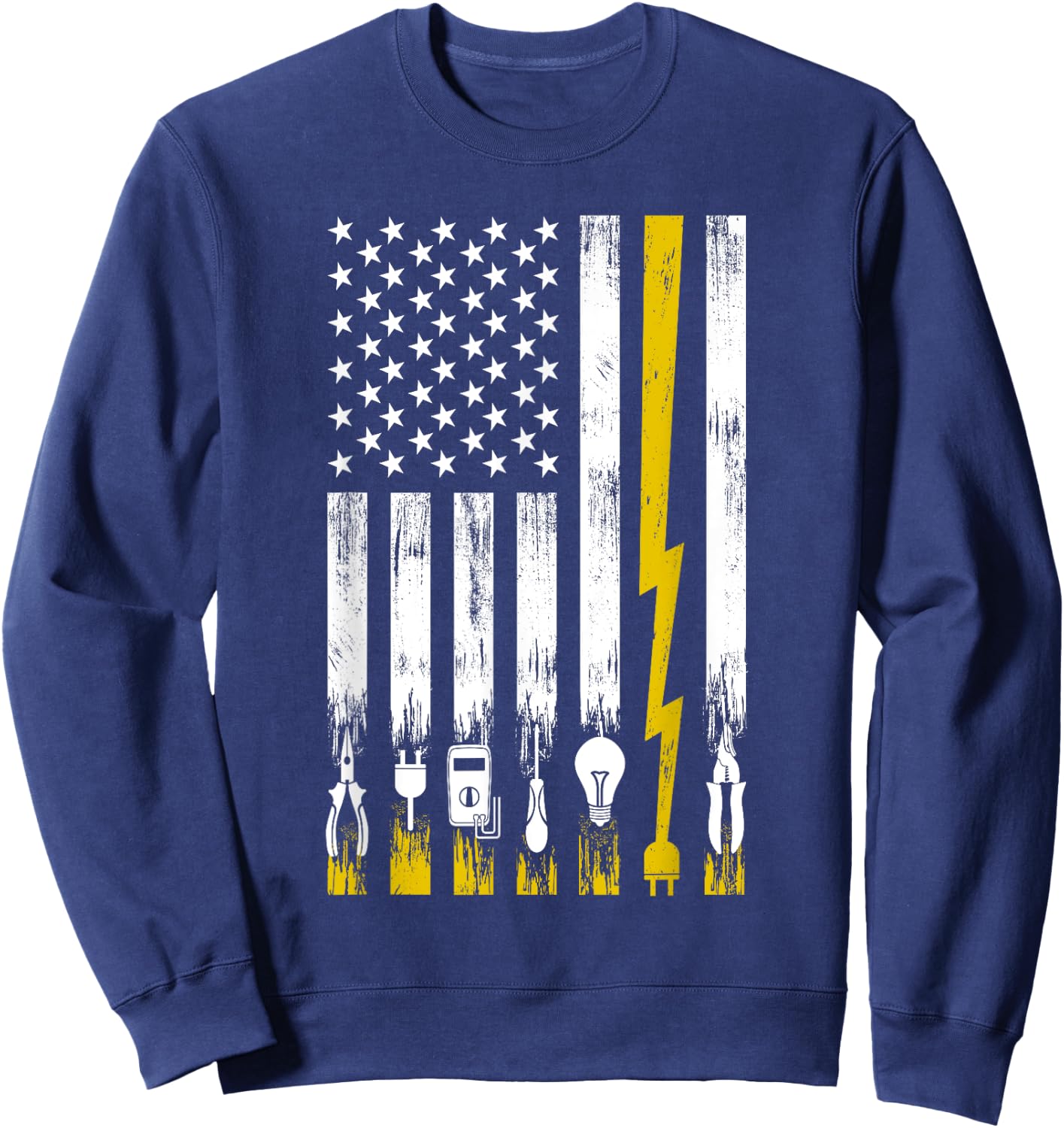 Funny Electrician Art Men Women Electrical Engineer Lineman Small Sweatshirt - Sweatshirt | Navy