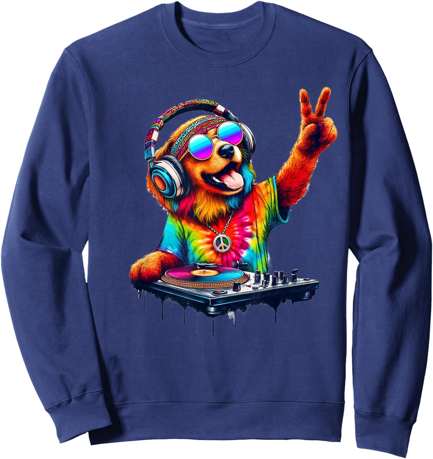 Colourful Dog DJ Men Women Kids Sweatshirt - Sweatshirt | Navy