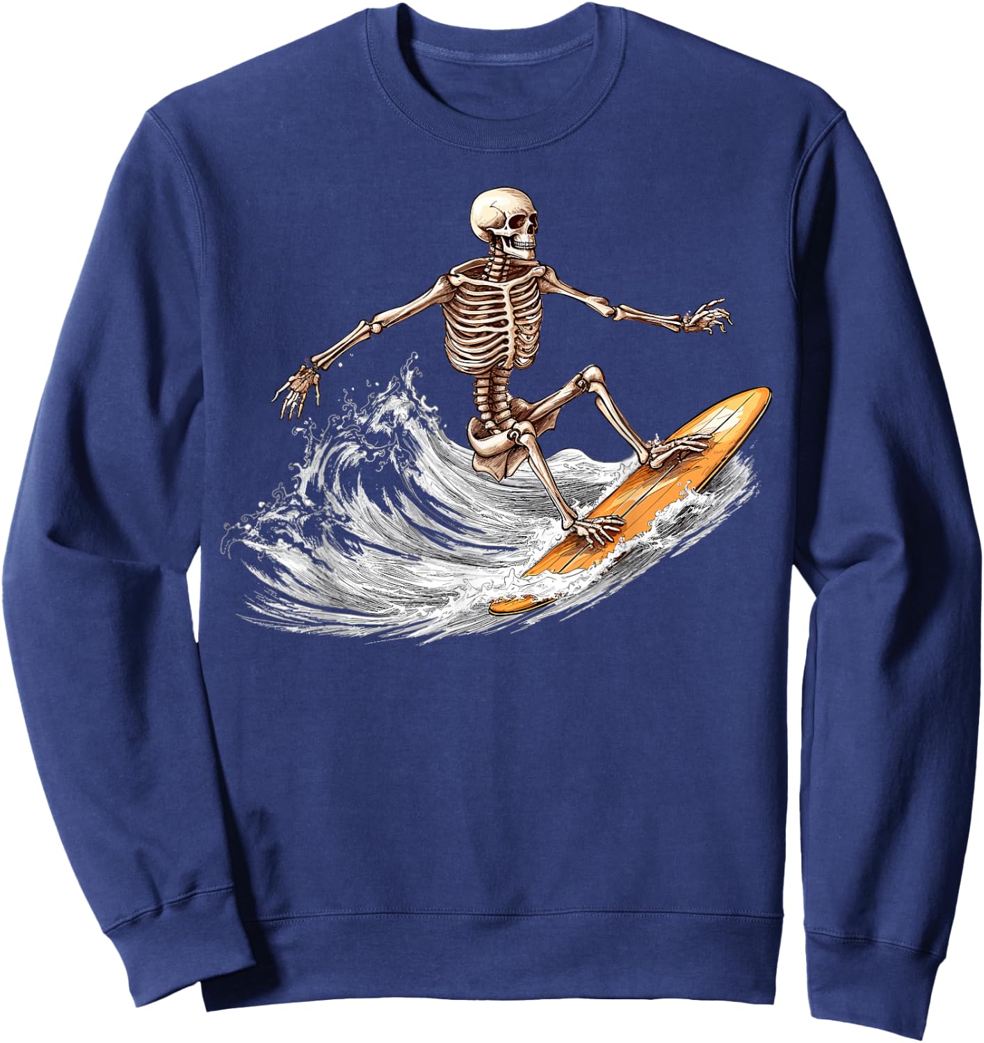 Skeleton Surfer Surfboard Beach Summer Surf Surfing Men Women Kids Sweatshirt - Sweatshirt | Navy