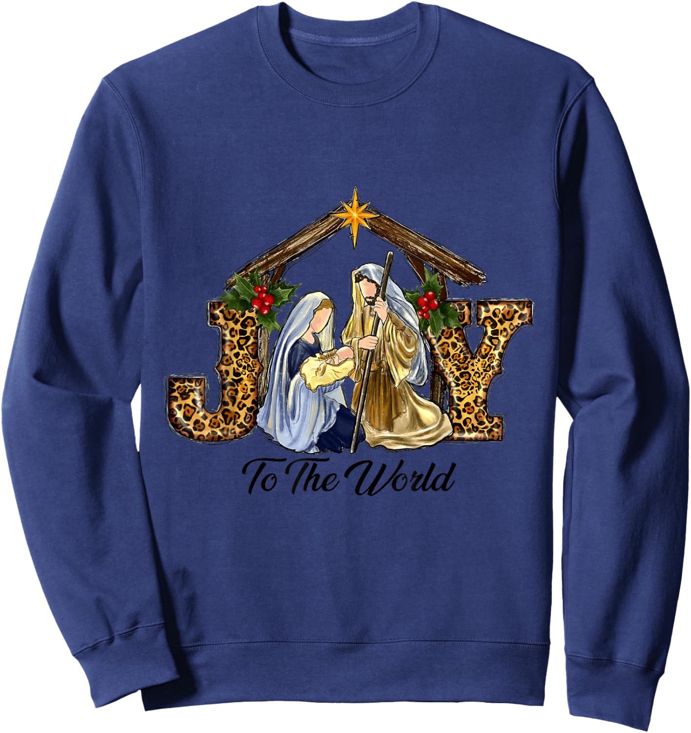 Christmas Joy To The World Baby Jesus Religious Christian Sweatshirt - Sweatshirt | Navy