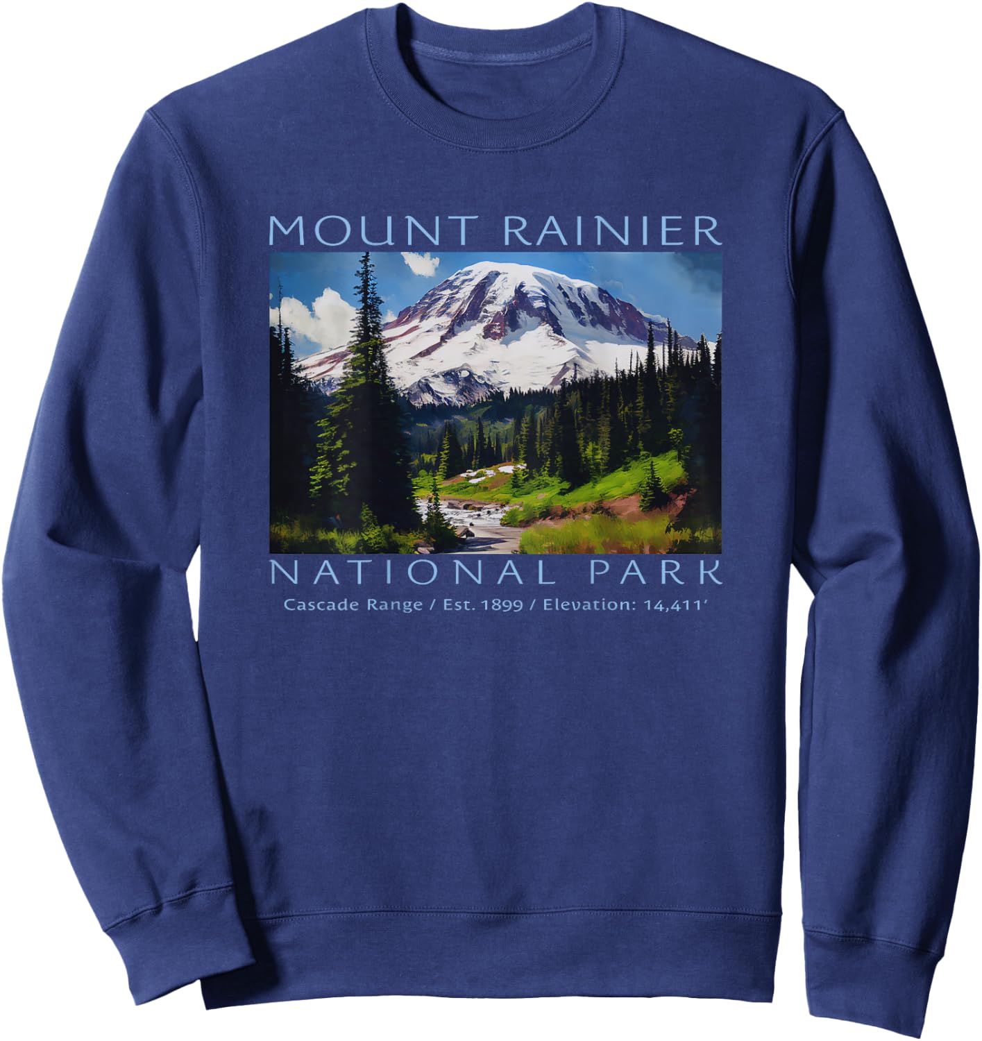 Mt. Rainier National Park Mountain Souvenir PRINTS ON BACK Sweatshirt - Sweatshirt | Navy