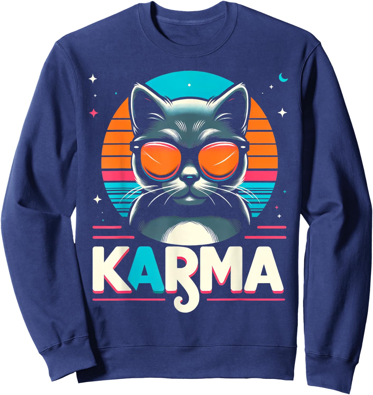 Karma Cat Women Girls Kids Sweatshirt - Sweatshirt | Navy