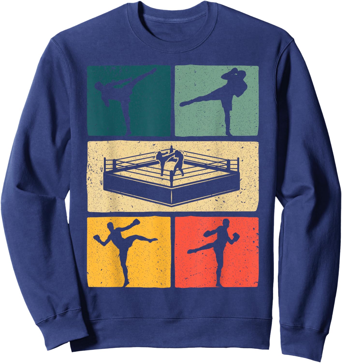 Vintage Kickboxing Art Women Kickboxer Sports Lover Sweatshirt - Sweatshirt | Navy