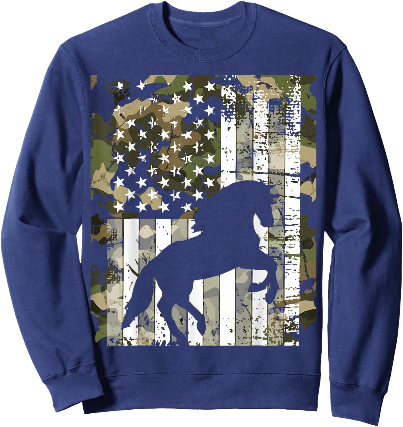 Camo US Flag Horse Camoflage Animal Vintage Design Sweatshirt - Sweatshirt | Navy