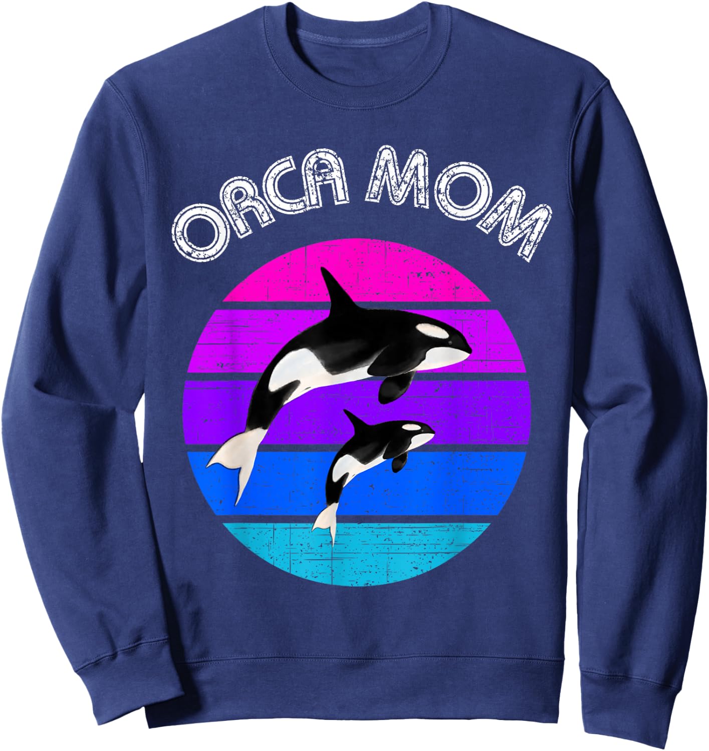 80s Orca Mom Retro Vintage Sunset Sweatshirt - Sweatshirt | Navy