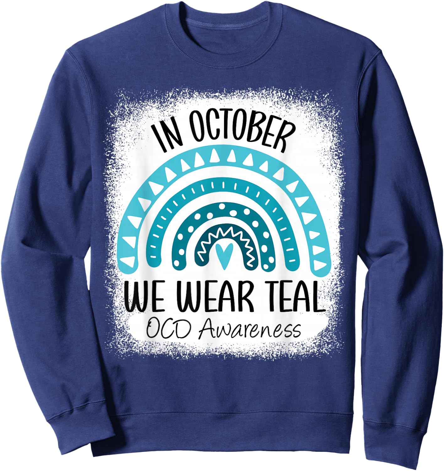 Rainbow Ribbon Obsessive-Compulsive Disorder OCD Awareness Sweatshirt - Sweatshirt | Navy