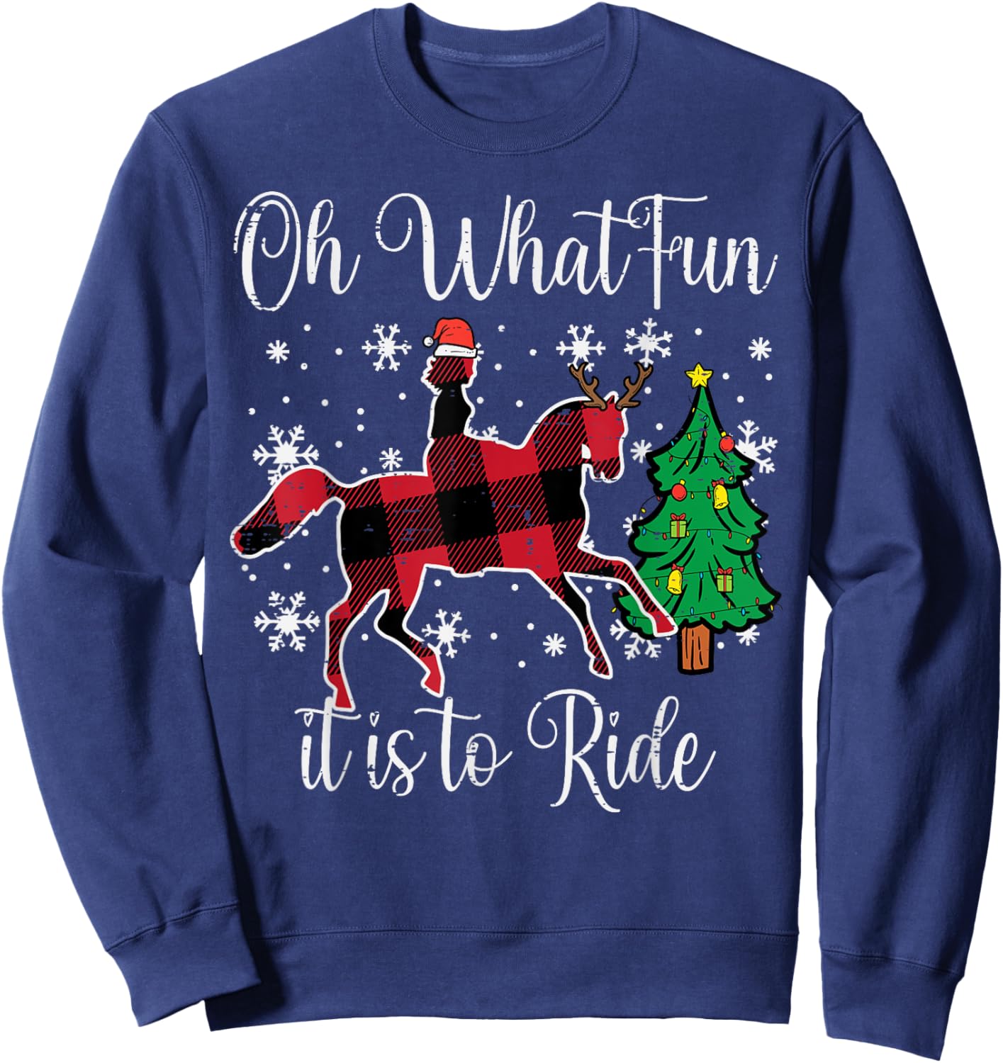 Horse Oh What Fun It Is To Ride Christmas Xmas Girls Women Sweatshirt - Sweatshirt | Navy