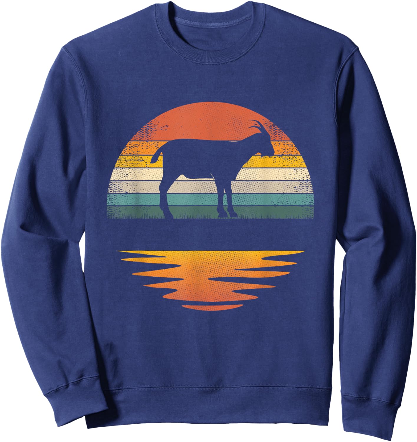 Goat Vintage Retro Sunset Goat Lover Men Women Kids Sweatshirt - Sweatshirt | Navy