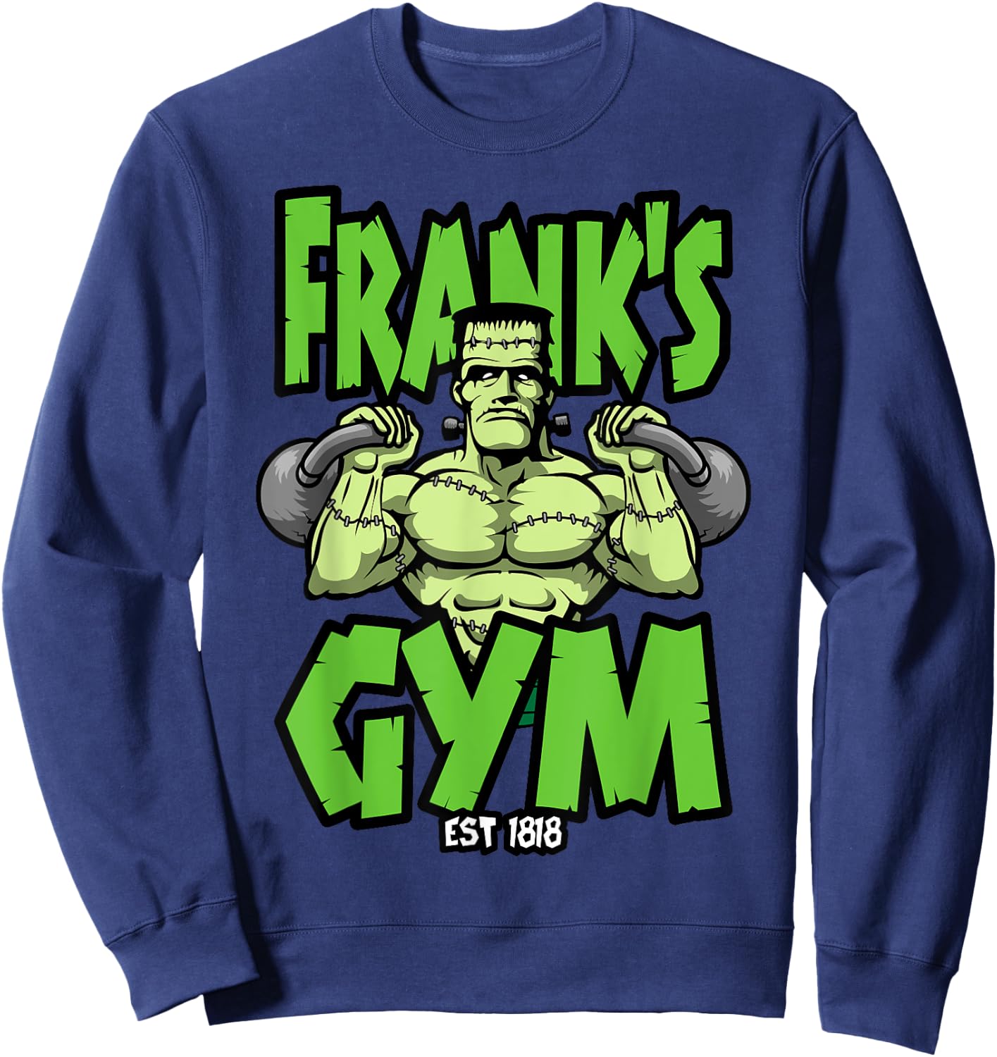 Frankenstein Kettlebell Fitness Gym Halloween Workout Sweatshirt - Sweatshirt | Navy