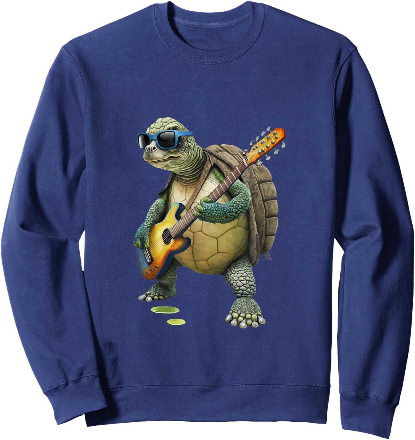 Turtle Playing Electric Guitar - Animal Turtle Lover Guitar Sweatshirt - Sweatshirt | Navy