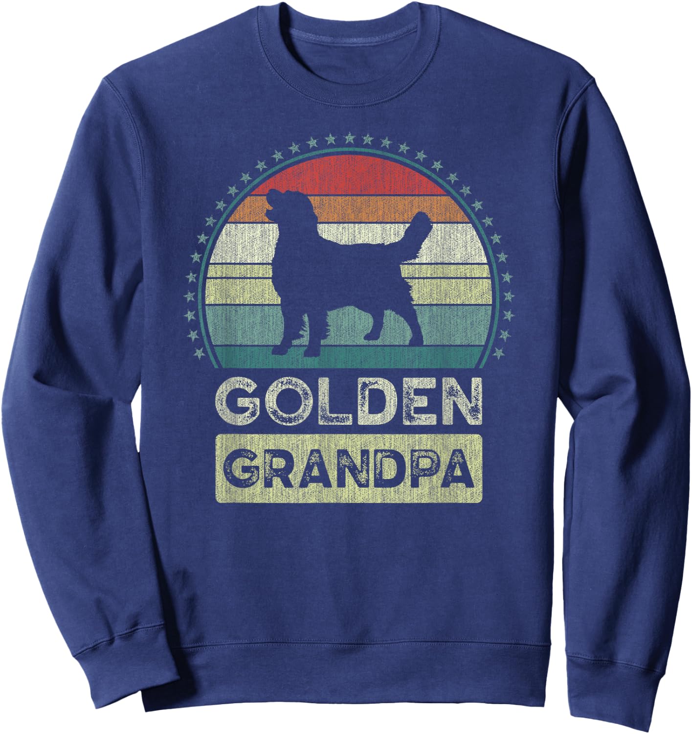 Golden Grandpa Father's Day, Golden Retriever Grandfather Sweatshirt - Sweatshirt | Navy