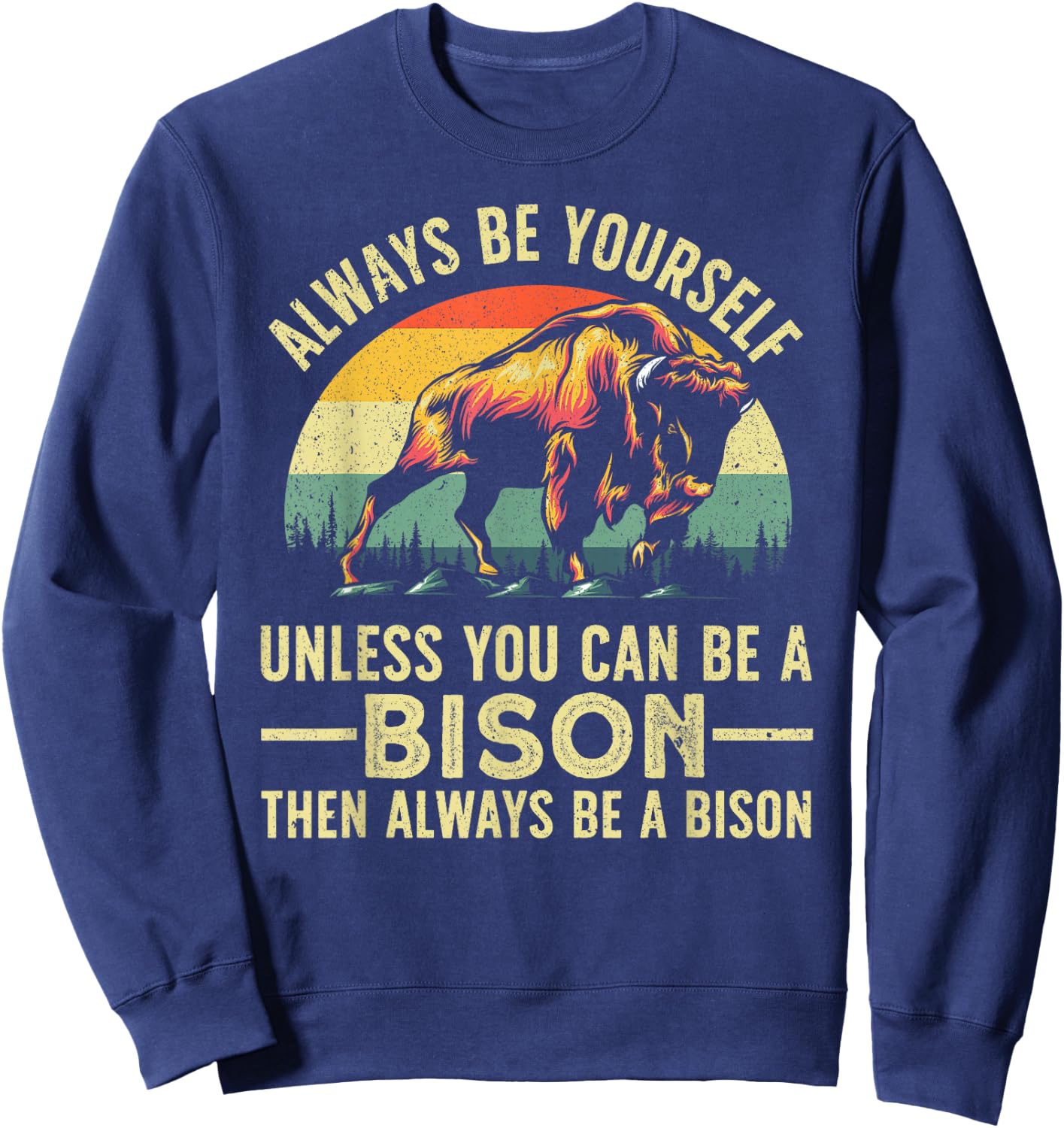 Best Bison Design Women Kids Buffalo Bison Lovers Sweatshirt - Sweatshirt | Navy