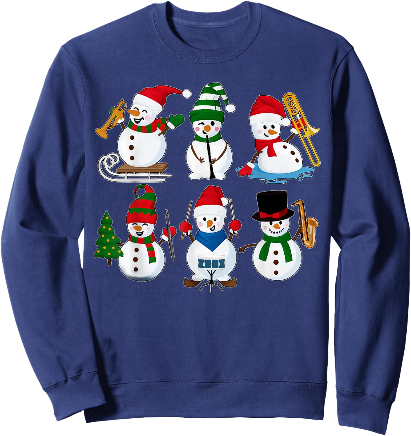 Music Snowman Band Christmas Musical Teacher Sweatshirt - Sweatshirt | Navy
