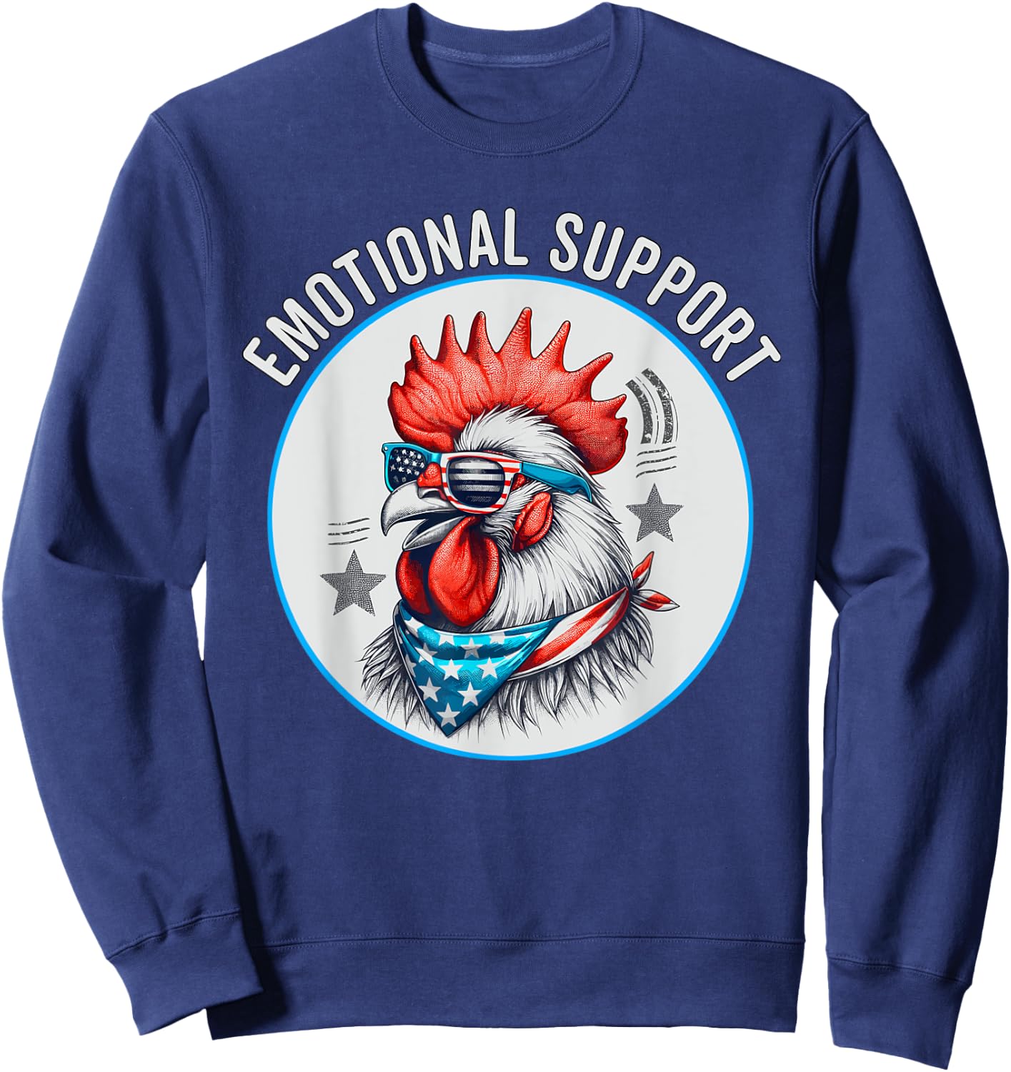Chicken Emotional Support Cock with American Flag Men Sweatshirt - Sweatshirt | Navy