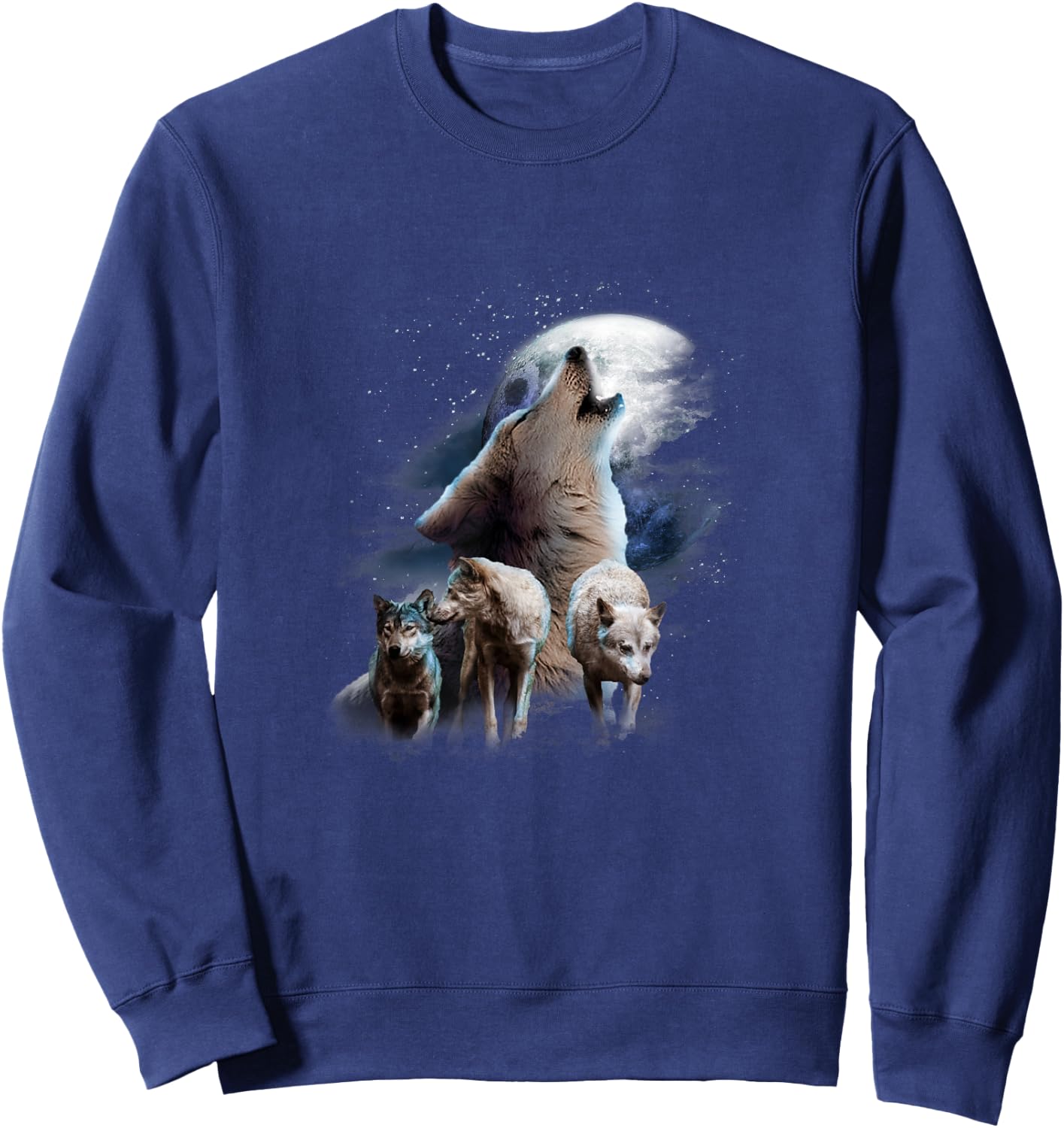 Space Wolves Cosmic Snow Wolf Howling At Moon Sweatshirt - Sweatshirt | Navy