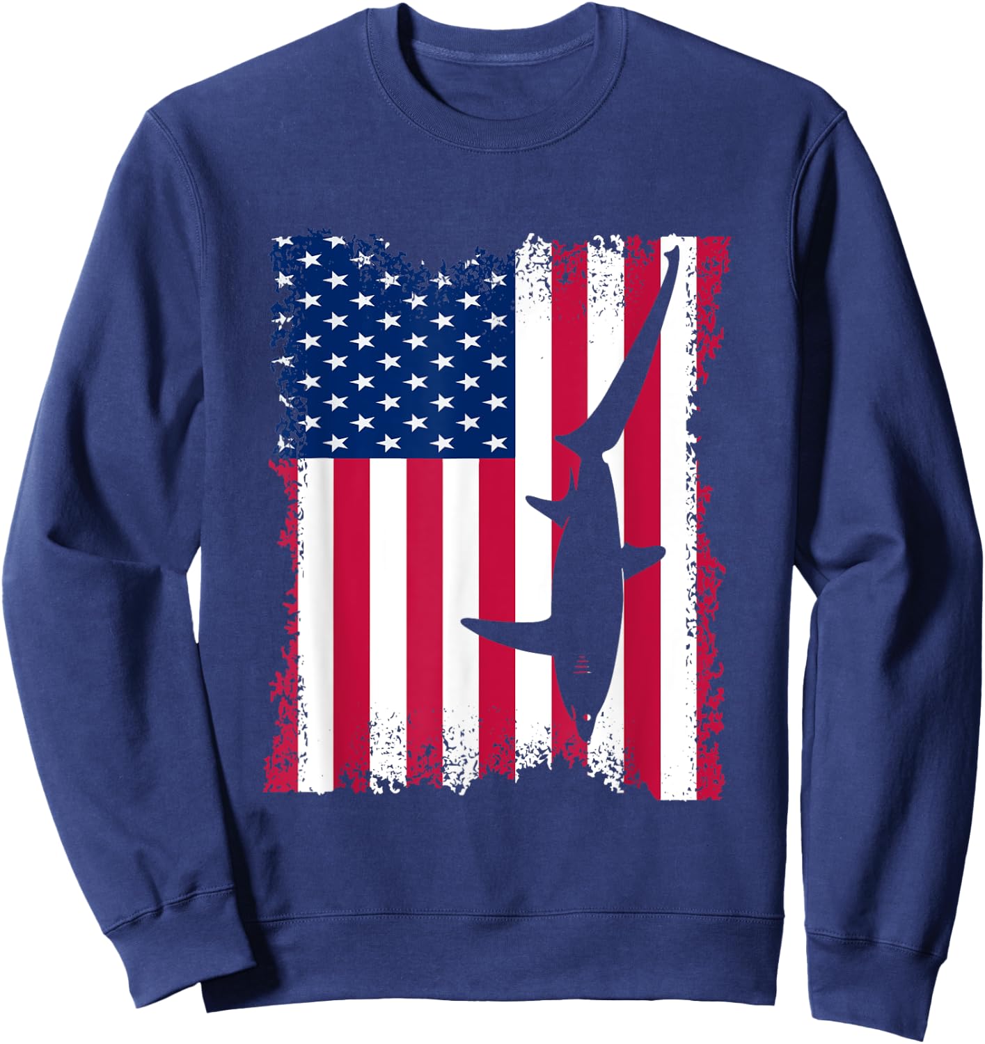 Vintage US Flag Thresher Shark Sweatshirt - Sweatshirt | Navy