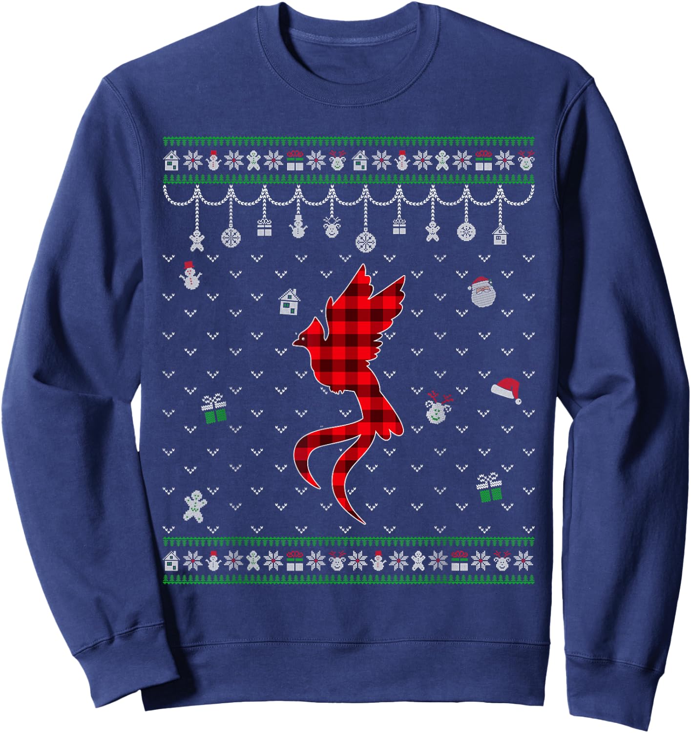 Red Plaid Quetzal Lover Funny Ugly Christmas Sweater Sweatshirt - Sweatshirt | Navy