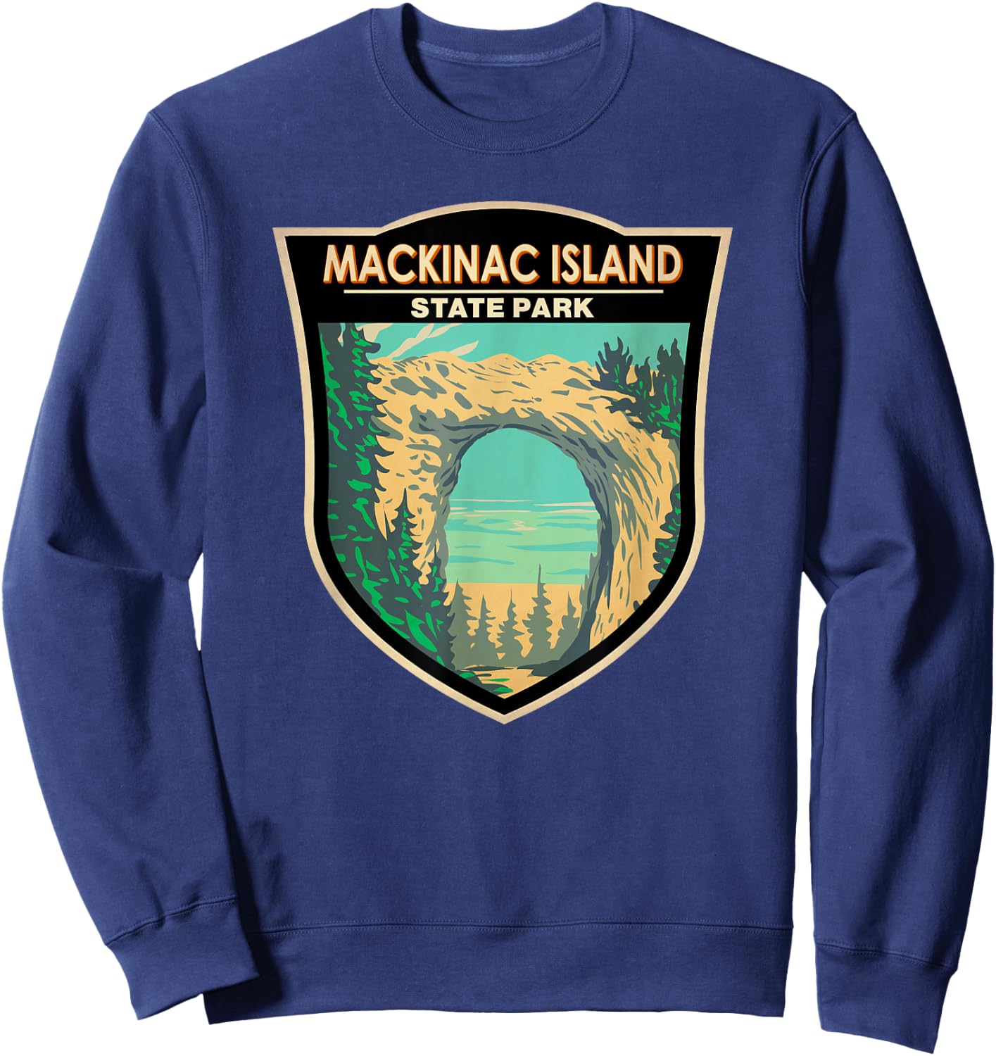 Mackinac Island State Park Michigan Arch Rock Vintage Sweatshirt - Sweatshirt | Navy