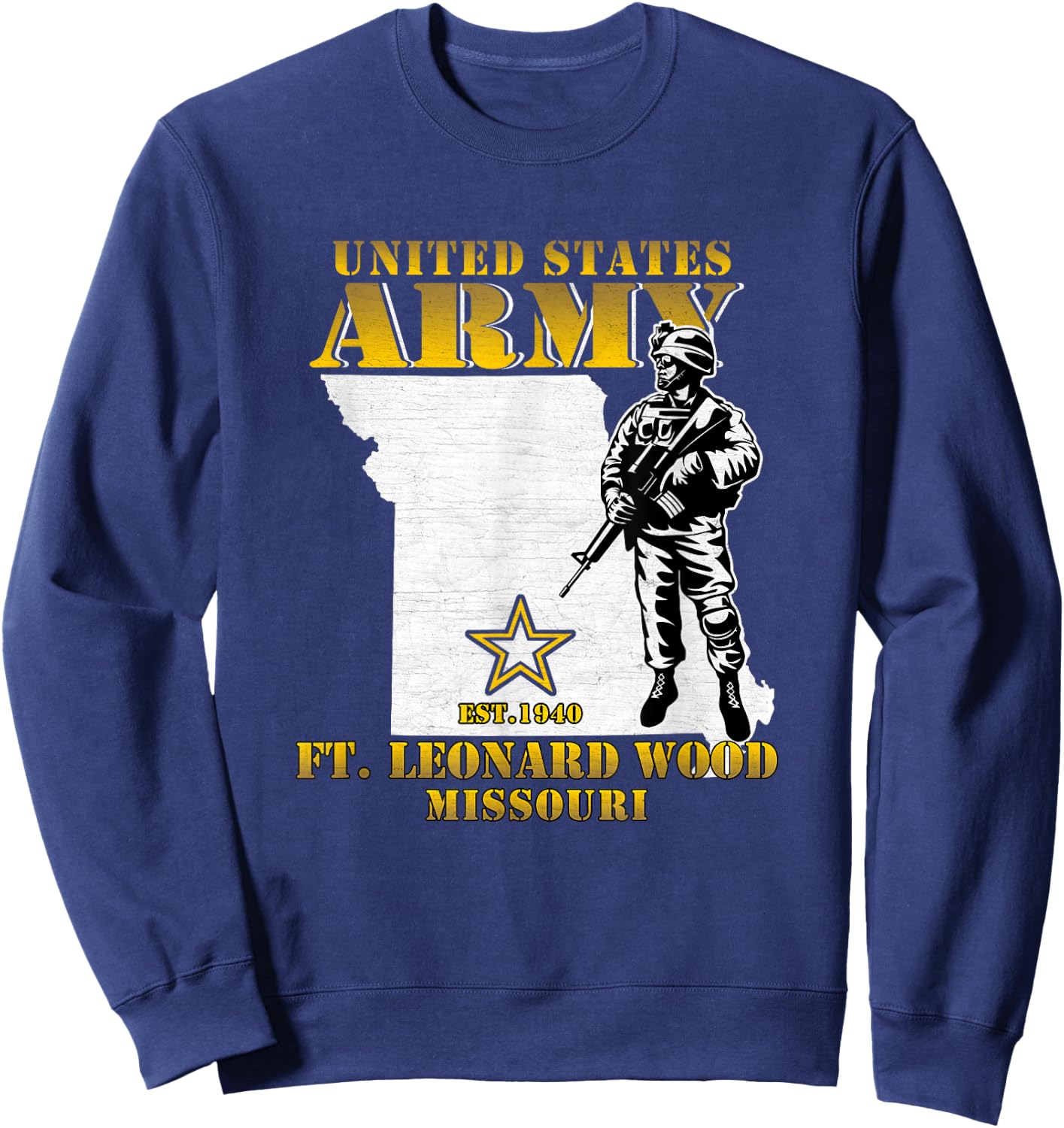 Fort Leonard Wood Missouri Us Army Base Veterans Vintage Sweatshirt - Sweatshirt | Navy