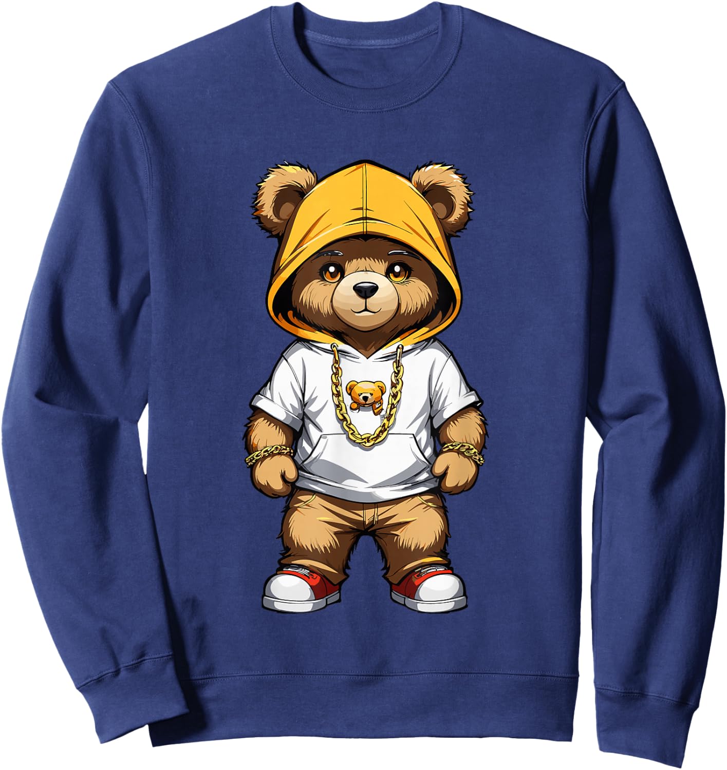 Teddy Bear Gangster in Cool Hip-Hop Outfit Sweatshirt - Sweatshirt | Navy