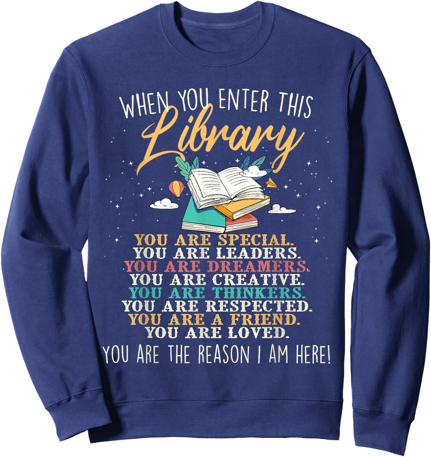 When You Enter This Library - Librarian Bookworm Book Reader Sweatshirt - Sweatshirt | Navy