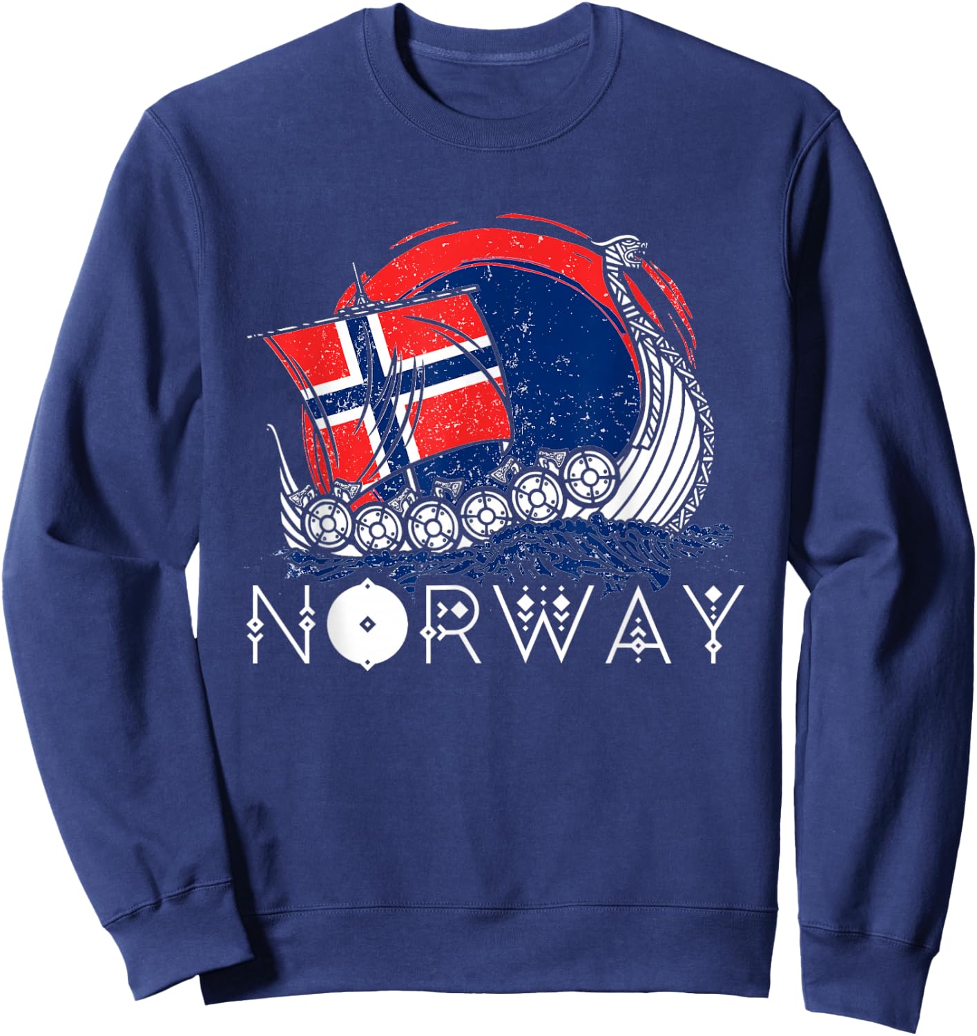Boat Norwegian Flag Norway Viking Ship Pride Ocean Boating Sweatshirt - Sweatshirt | Navy