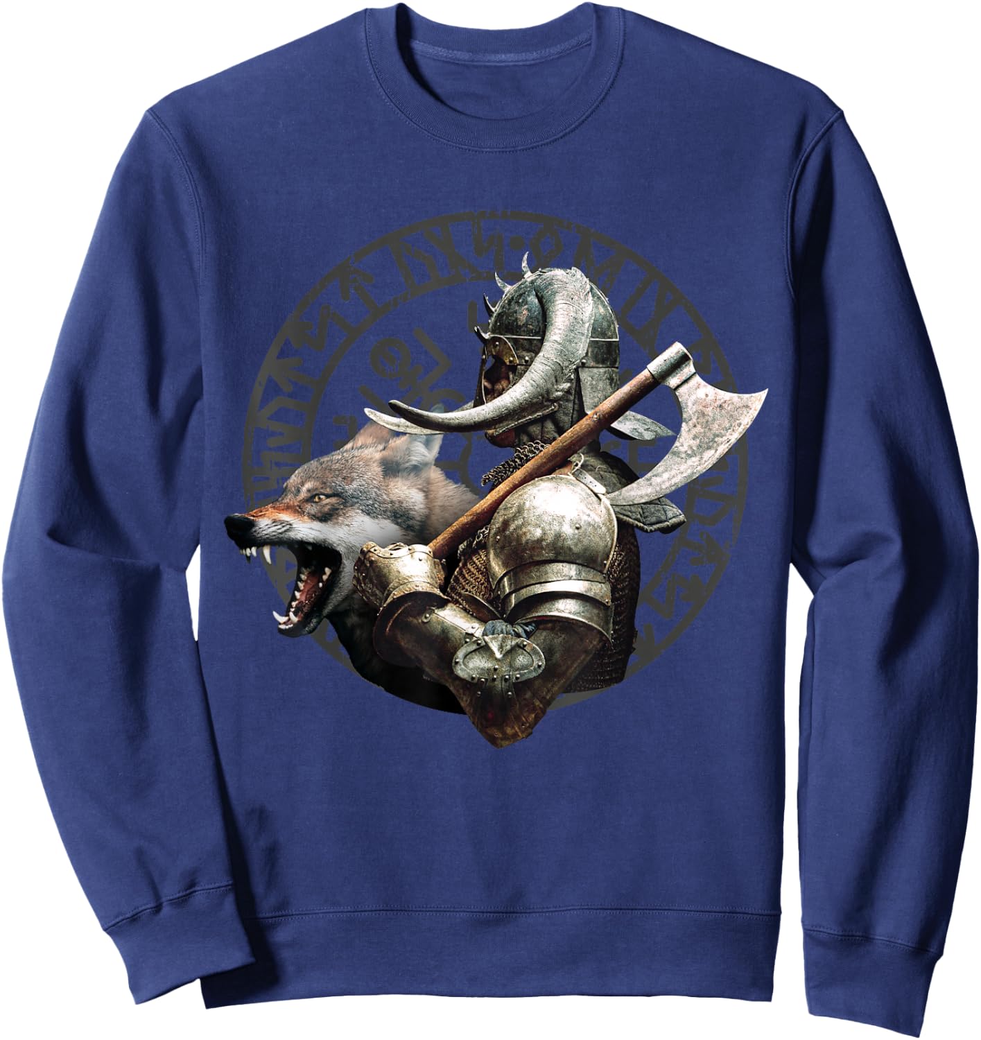 Viking Runes Nordic Celtic Wolf Lovers Sweatshirt - Sweatshirt | Navy
