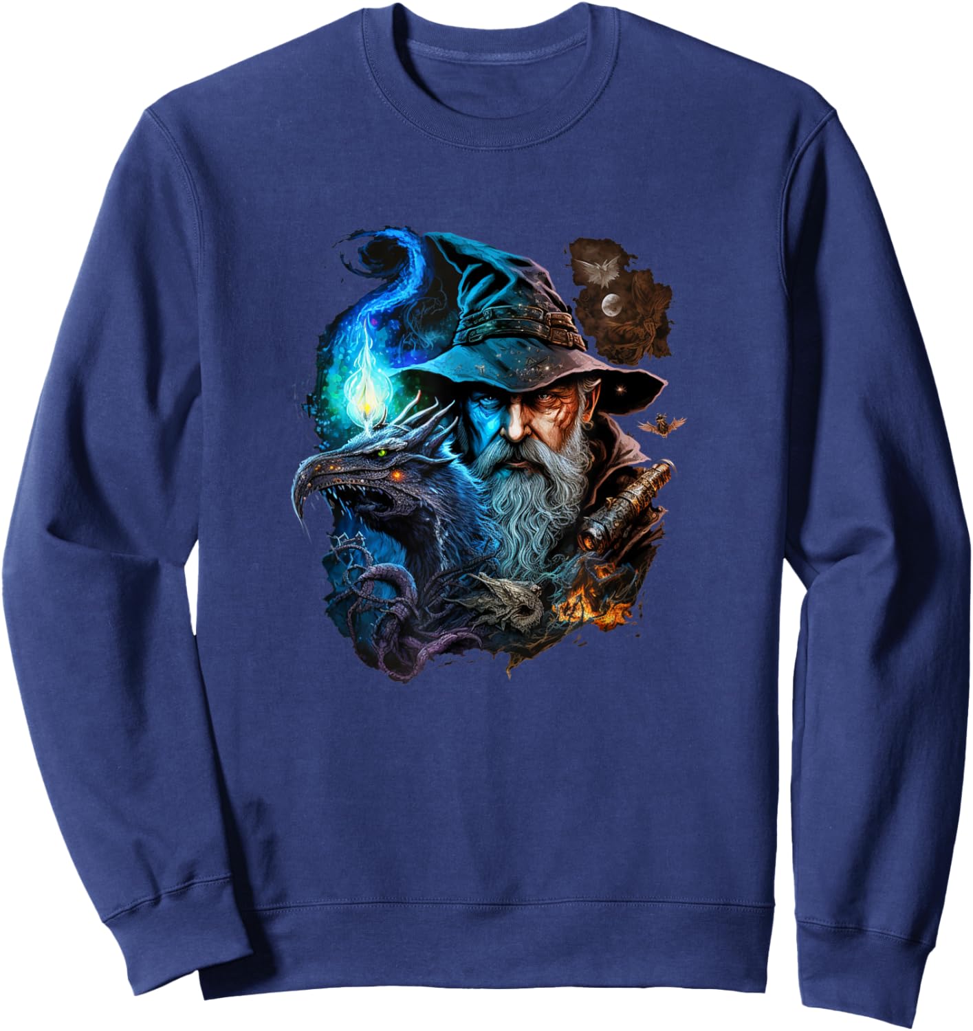 Retro Magical Wizard Fantasy Sweatshirt - Sweatshirt | Navy