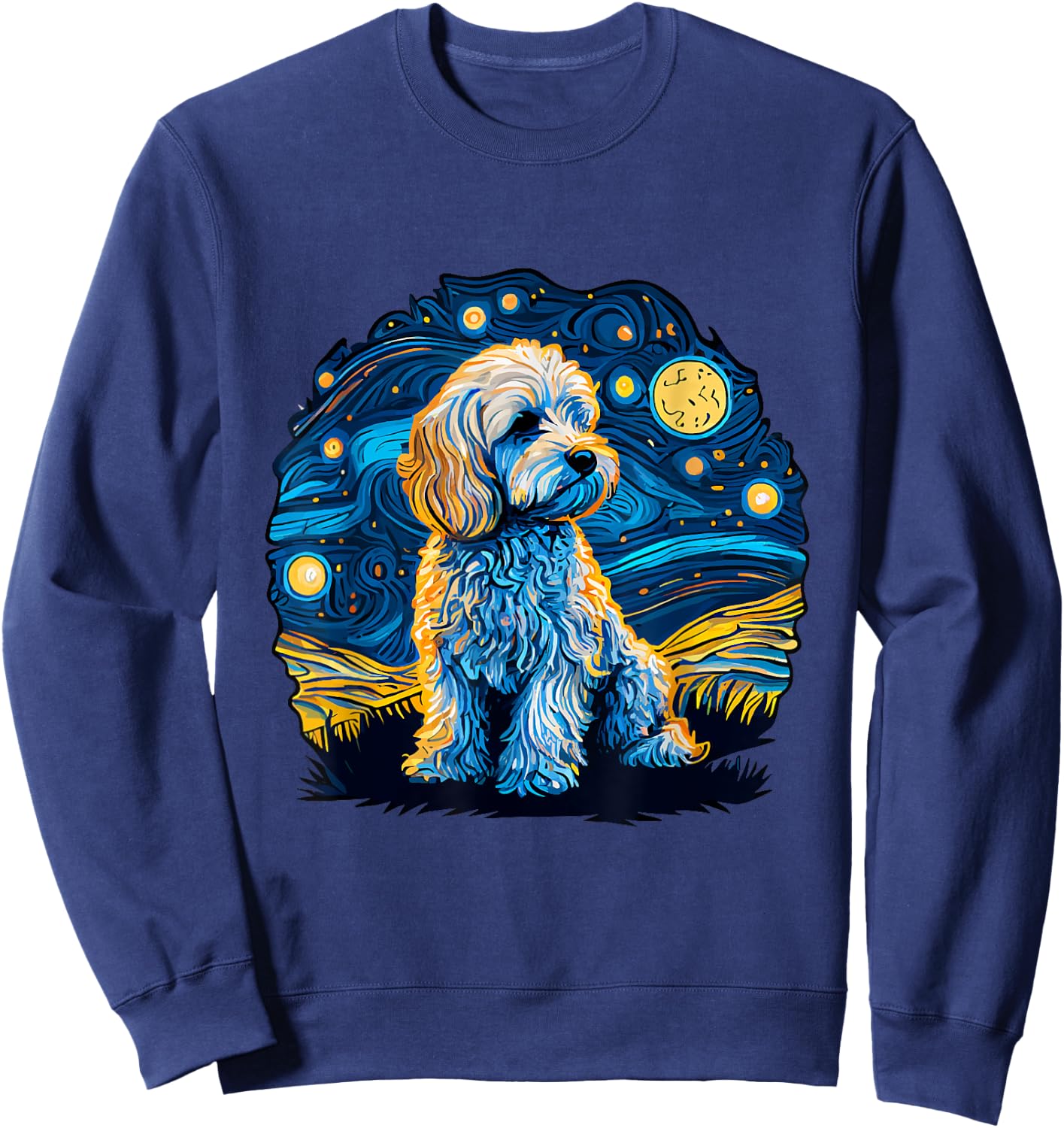 Maltipoo Starry Night Van Gogh Maltipoo Mom Dad Owner Sweatshirt - Sweatshirt | Navy