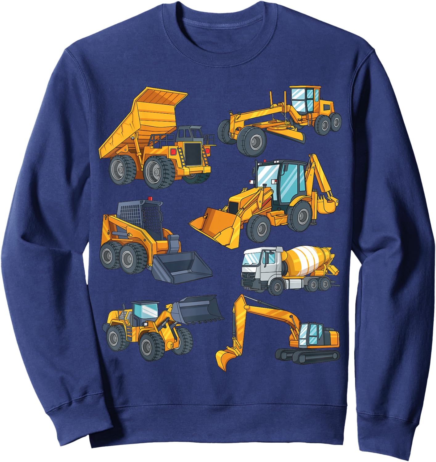 Construction Vehicles for Boys Dump Truck Bull Dozer Sweatshirt - Sweatshirt | Navy