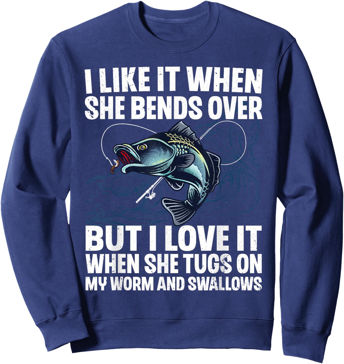 Funny Fishing Design Women Fishing Fish Fisherman Sweatshirt - Sweatshirt | Navy