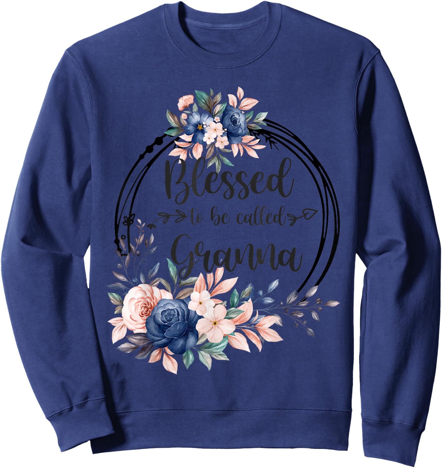 Granna Flower Blessed To Be Called Granna Sweatshirt - Sweatshirt | Navy
