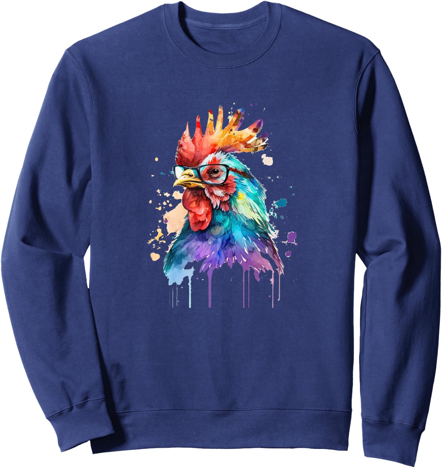 Cute Farm Chicken Lovers Motif Funny Country Design Chicken Sweatshirt - Sweatshirt | Navy