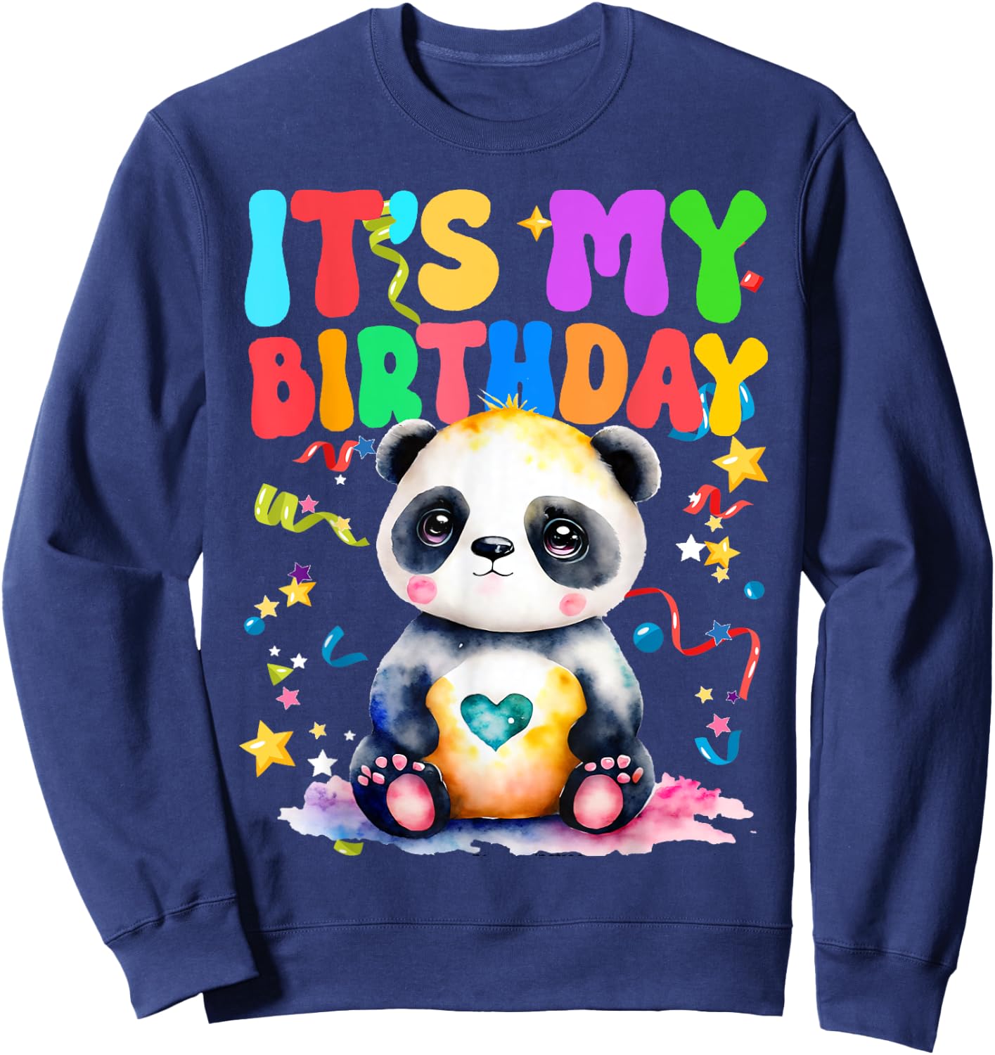 Panda Birthday For Kids It's My Birthday Panda Sweatshirt - Sweatshirt | Navy