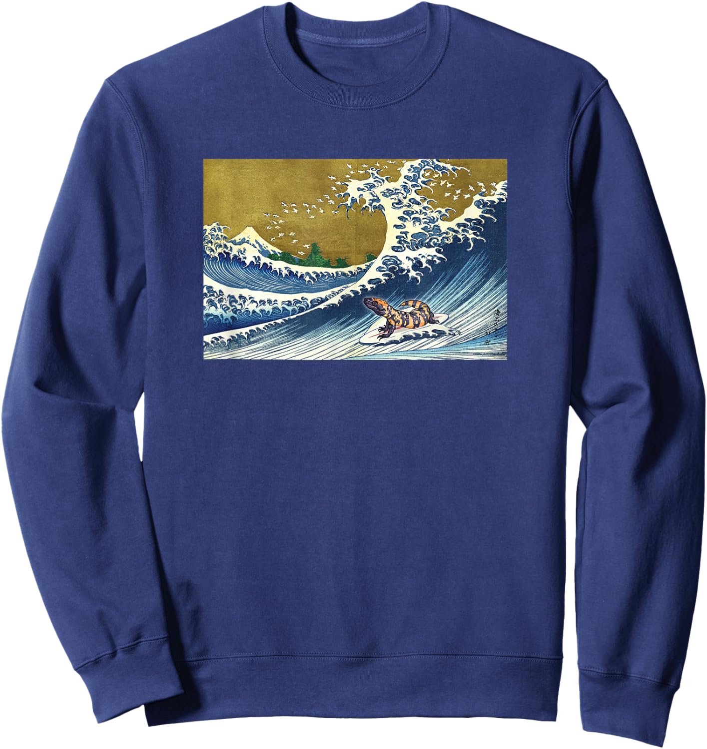 Funny Retro Vintage Surfing A Wave Gila Monster Lover Sweatshirt - Sweatshirt | Navy