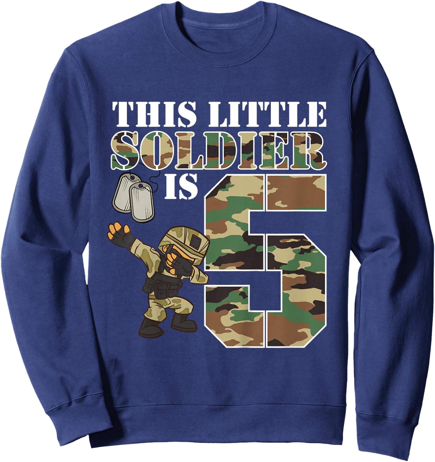 Kids 5 Year Old Boy Military Army 5th Birthday Boy Sweatshirt - Sweatshirt | Navy