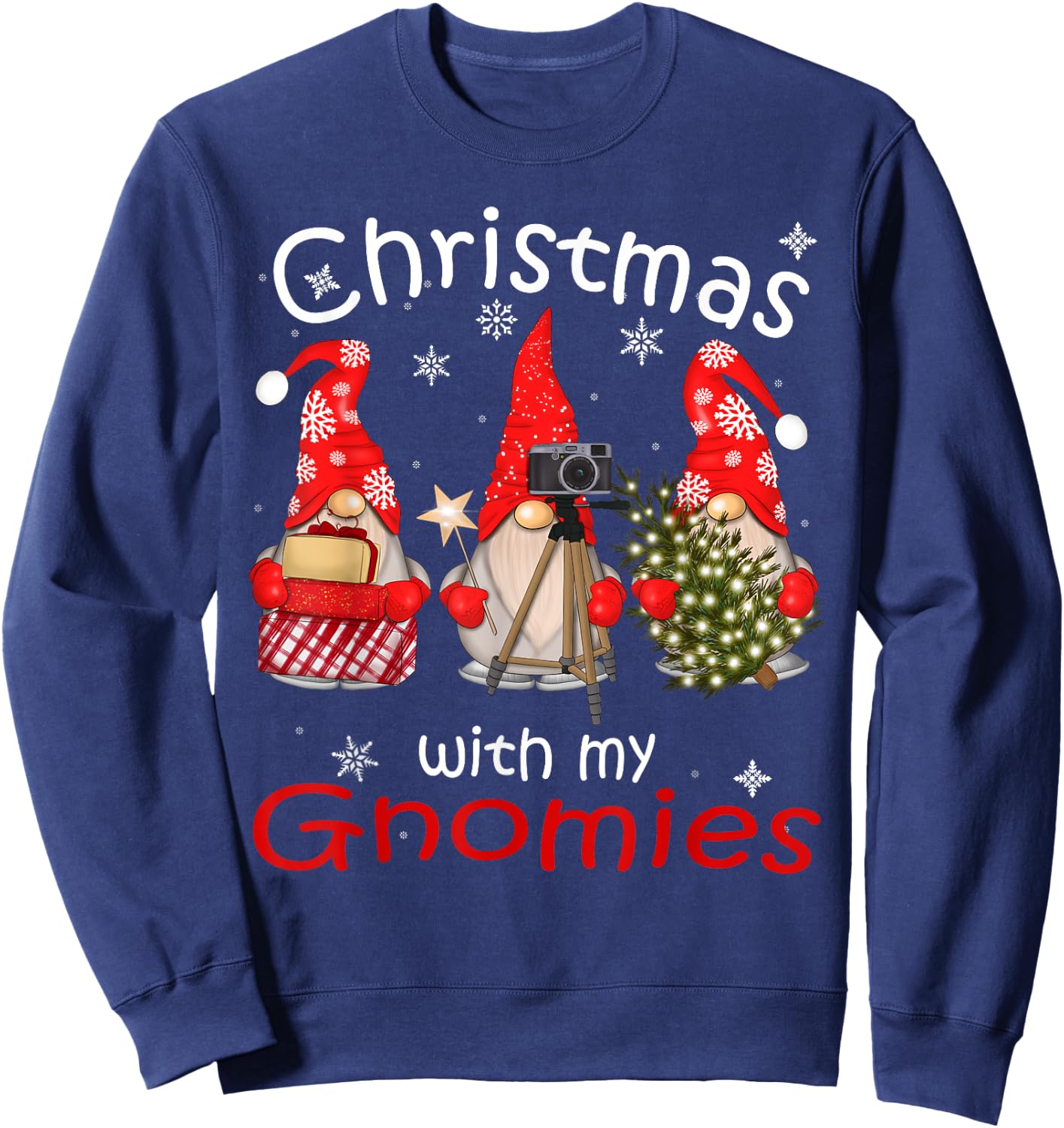 Gnome Gifts Funny Family Christmas Shirts Women 2024 Sweatshirt - Sweatshirt | Navy